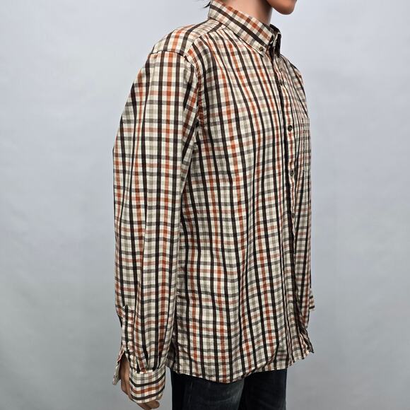Johnston & Murphy Shirt Men XXL 2XL Brown Multicolor Checked Button down L/S - Picture 6 of 12